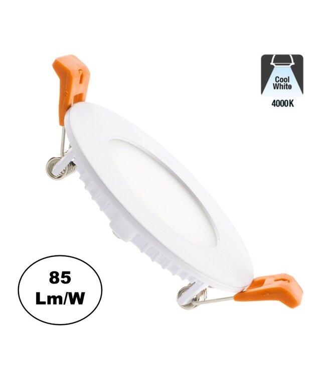 UITVERKOOP: LED Downlighter Slim 3w, 230 Lumen, Wit, Aluminium Body, Gatmaat Φ75mm