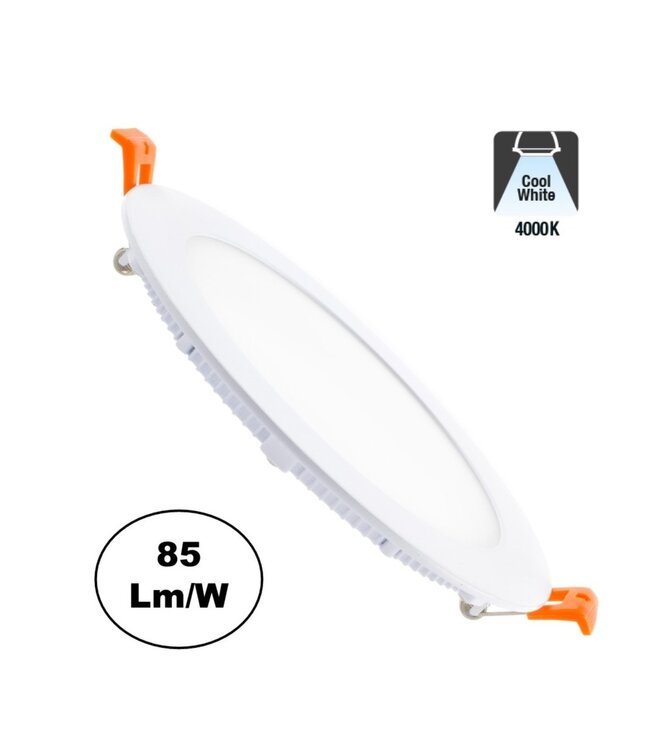 UITVERKOOP: LED Downlighter Slim 9w, 700 Lumen, Wit, Aluminium Body, Gatmaat Φ135mm