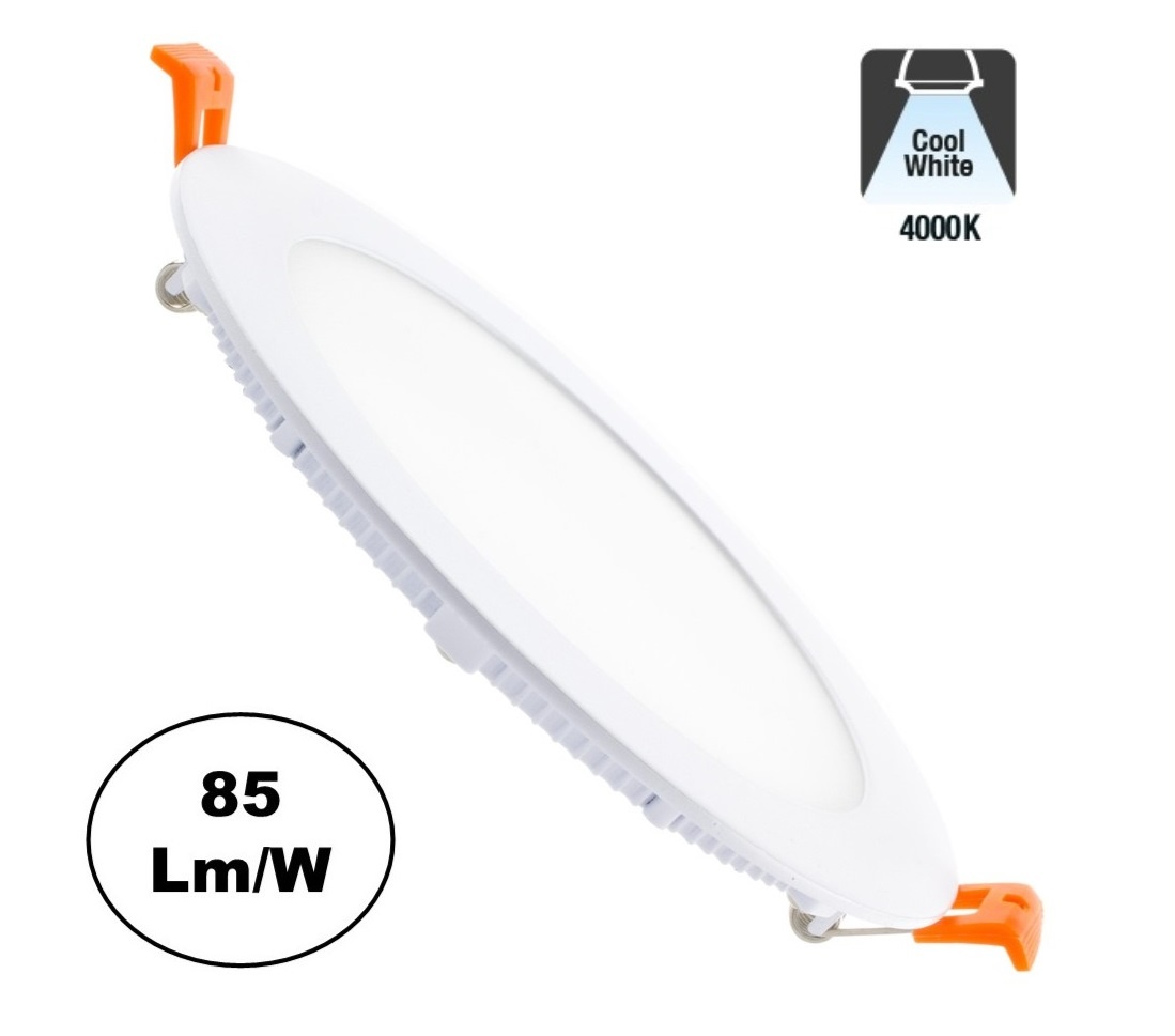 UITVEROOP: LED Downlighter Slim 12w, 960 Lumen, Wit, Aluminium Body, Gatmaat Φ155mm