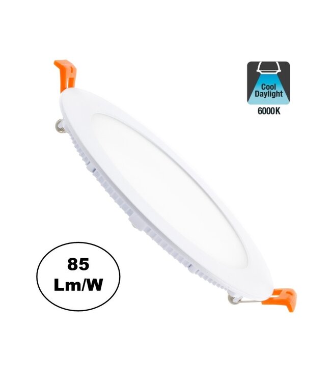 UITVEROOP: LED Downlighter Slim 12w, 960 Lumen, Wit, Aluminium Body, Gatmaat Φ155mm