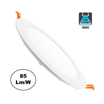 UITVERKOOP: LED Downlighter Slim 18w, 1400 Lumen, Wit, Aluminium Body, Gatmaat Φ205mm