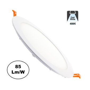 UITVERKOOP: LED Downlighter Slim 20w, 1530 Lumen, Wit, Aluminium Body, Gatmaat Φ220mm