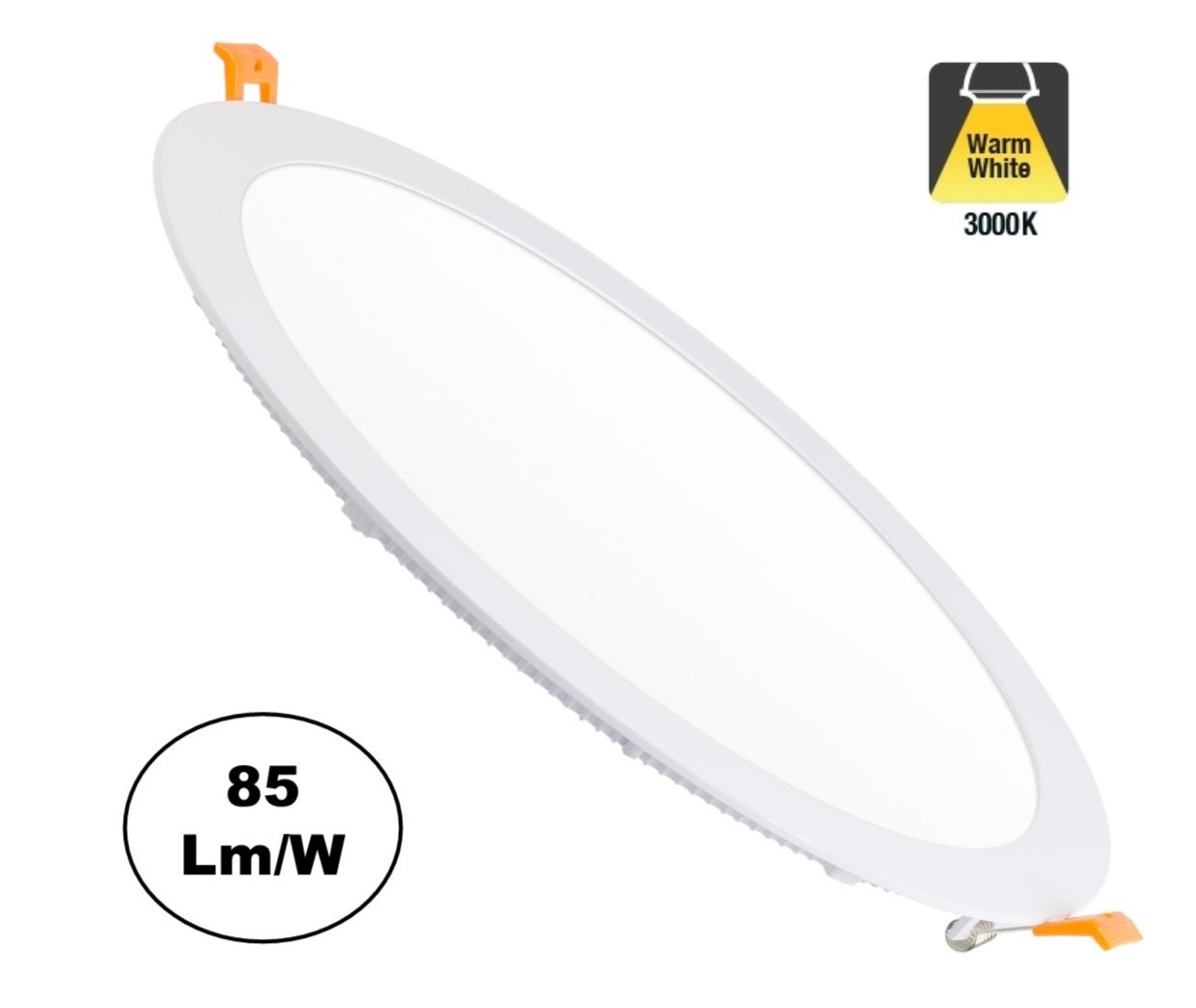 UITVERKOOP: LED Downlighter Slim 24w, 2000 Lumen, Wit, Aluminium Body, Gatmaat Φ285mm