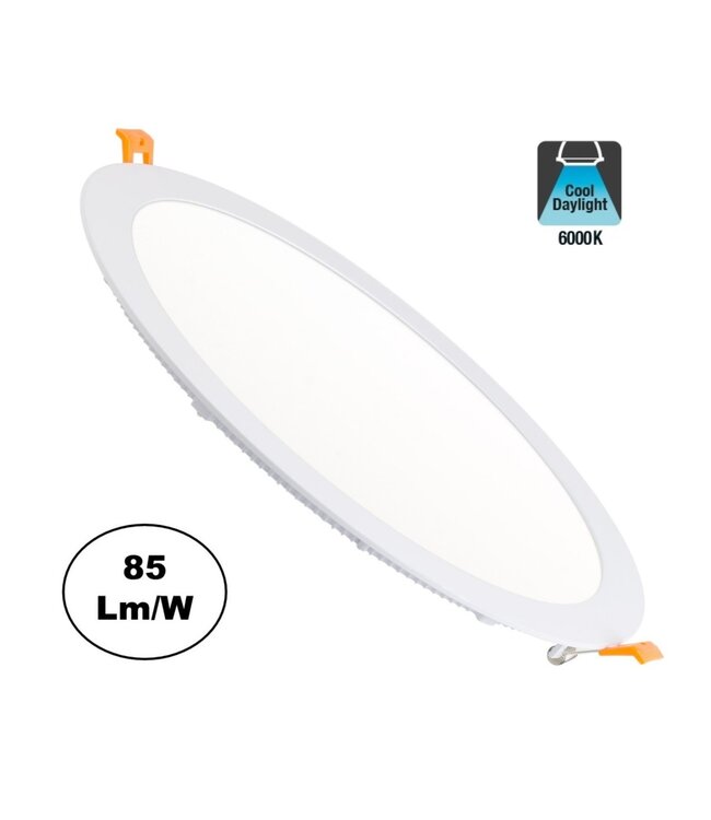 UITVERKOOP: LED Downlighter Slim 24w, 2000 Lumen, Wit, Aluminium Body, Gatmaat Φ285mm