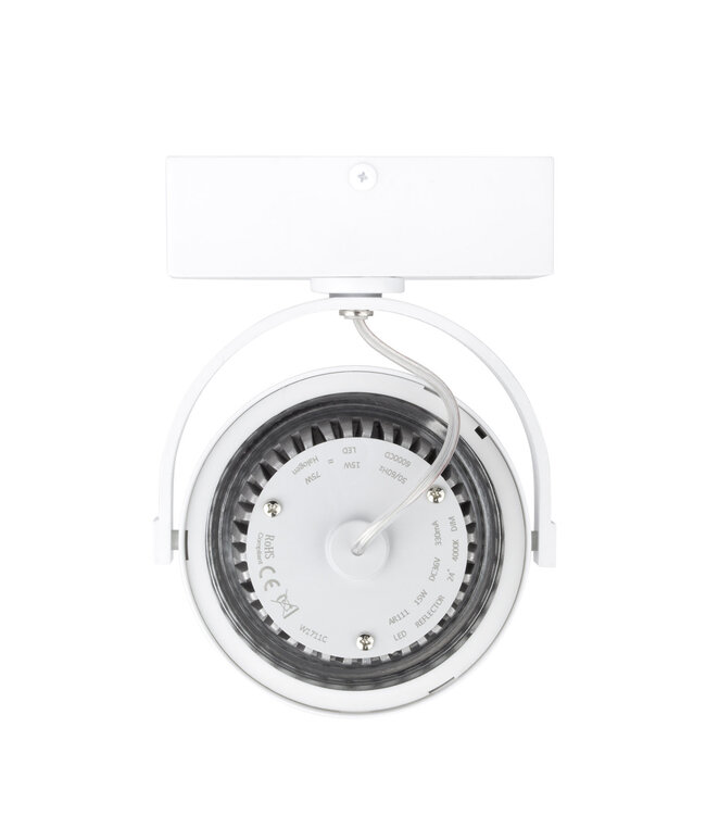 Opbouw LED Spot AR111, 15w, 800 Lumen, Dimbaar, Wit Armatuur, 3 Jaar Garantie