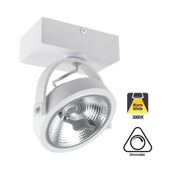 Opbouw LED Spot AR111, 15w, 800 Lumen, Dimbaar, Wit Armatuur, 3 Jaar Garantie