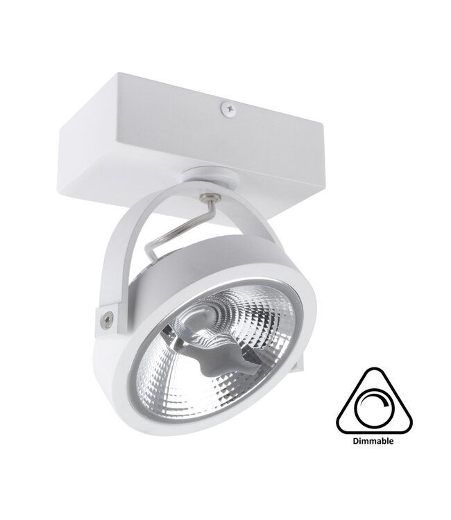 Opbouw LED Spot AR111, 15w, 800 Lumen, Dimbaar, Wit Armatuur, 3 Jaar Garantie