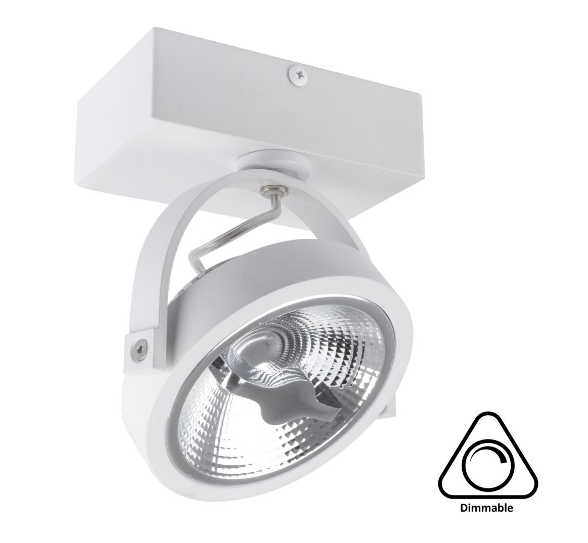 Opbouw LED Spot AR111, 15w, 800 Lumen, Dimbaar, Wit Armatuur, 3 Jaar Garantie, foto 2 van 6