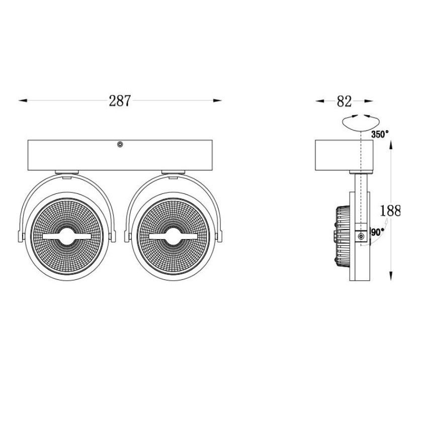 Opbouw LED Spot 2x AR111, 30w, 1600 Lumen, Dimbaar, Wit Armatuur, 3 Jaar Garantie, foto 3 van 6