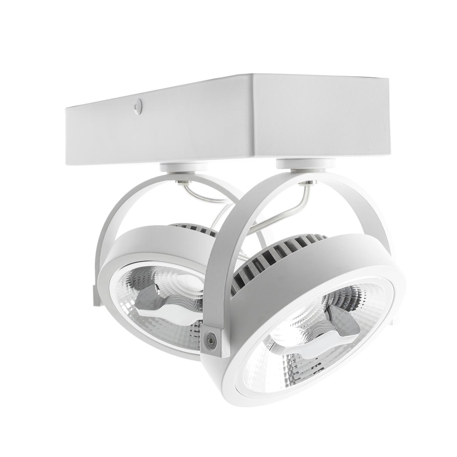 Opbouw LED Spot 2x AR111, 30w, 1600 Lumen, Dimbaar, Wit Armatuur, 3 Jaar Garantie, foto 6 van 6