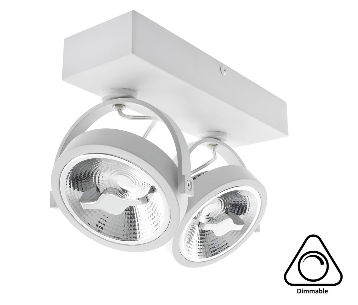 Opbouw LED Spot 2x AR111, 30w, 1600 Lumen, Dimbaar, Wit Armatuur, 3 Jaar Garantie, foto 2 van 6