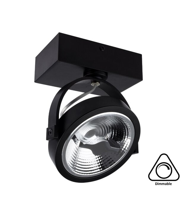 Opbouw LED Spot AR111, 15w, 800 Lumen, Dimbaar, Zwart Armatuur, 3 Jaar Garantie