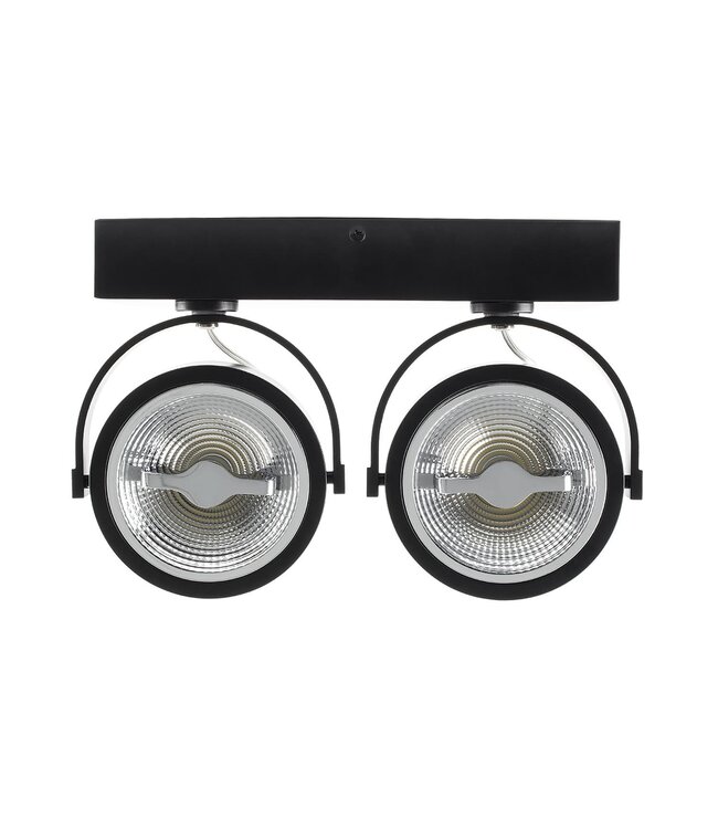 Opbouw LED Spot 2x AR111, 30w, 1600 Lumen, Dimbaar, Zwart Armatuur, 3 Jaar Garantie