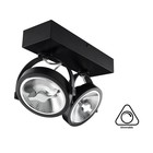 Opbouw LED Spot 2x AR111, 30w, 1600 Lumen, Dimbaar, Zwart Armatuur, 3 Jaar Garantie