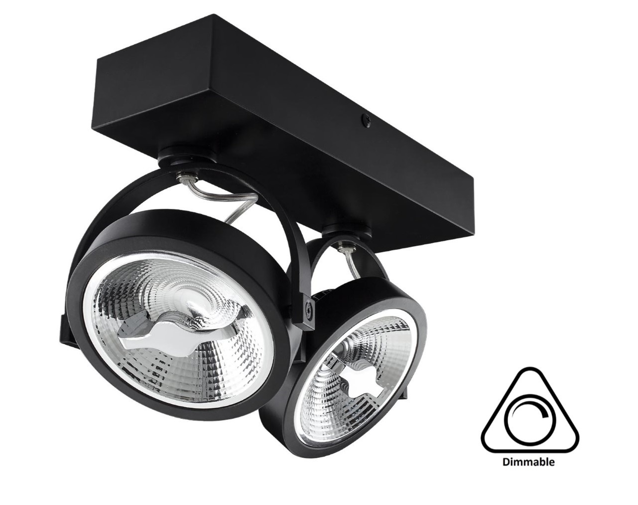 Opbouw LED Spot 2x AR111, 30w, 1600 Lumen, Dimbaar, Zwart Armatuur, 3 Jaar Garantie, foto 2 van 6