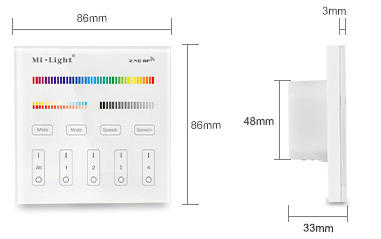 MiBoxer Wandbediening RGB + CCT (230V) - 2.4Ghz - T4W, foto 2 van 6