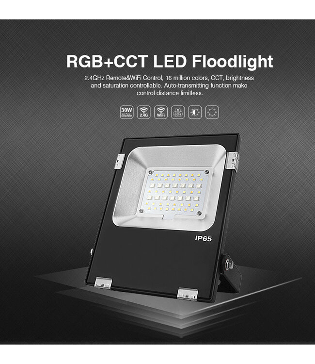 MiBoxer Floodlight 20w RGB + CCT, 2,4Ghz, 1500 Lumen, IP65, 2 Jaar Garantie - FUTT04