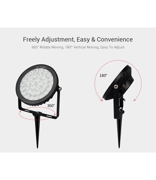 MiBoxer LED Prikspot 15w, RGB+CCT Wifi/RF, 1200 Lumen, IP65, 230v, 2 Jaar Garantie