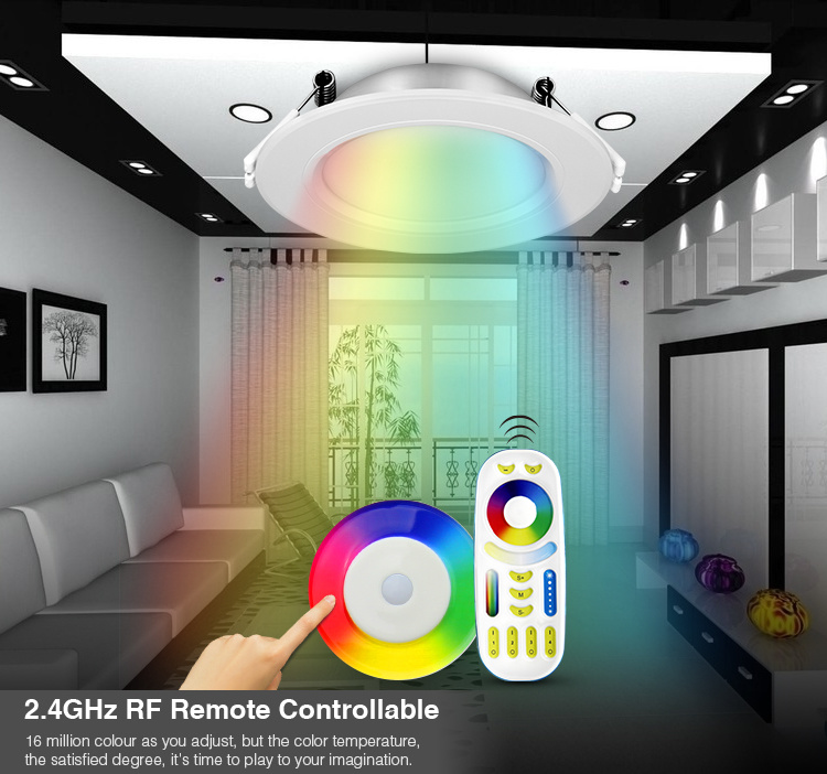 MiBoxer LED Downlighter 6w RGB + CCT, 2.4Ghz, 550 Lumen, Gatmaat 95mm, 2 Jaar Garantie - FUT068, foto 2 van 6