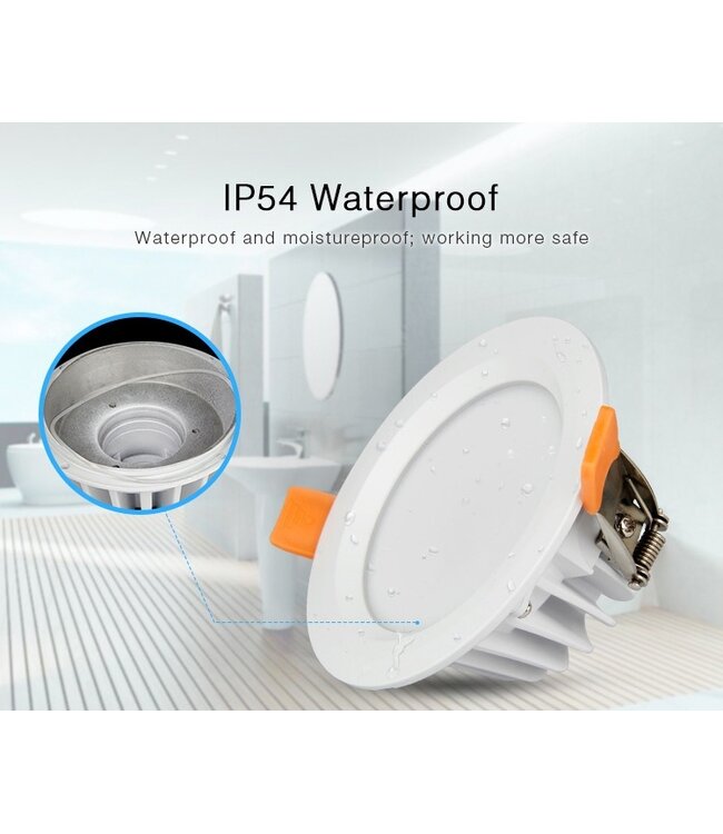 MiBoxer LED Downlighter 6w RGB + CCT, Wifi/RF, 550 Lumen, IP54, Gatmaat 100mm, 2 Jaar Garantie