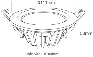 MiBoxer LED Downlighter 6w RGB + CCT, 2.4Ghz, 550 Lumen, IP54, Gatmaat 100mm, 2 Jaar Garantie - FUT063, foto 2 van 6
