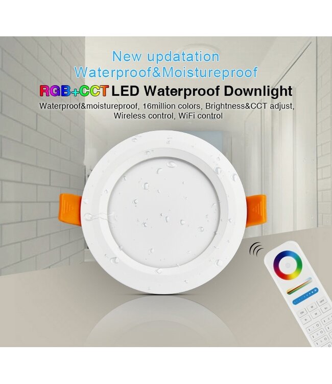 MiBoxer LED Downlighter 6w RGB + CCT, 2.4Ghz, 550 Lumen, IP54, Gatmaat 100mm, 2 Jaar Garantie - FUT063