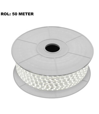 LED Lichtslang 4000K Neutraal Wit, Rol: 50 Meter, 5w/m, 60 leds/m, 500lm/m, IP65, 230V, 2 Jaar Garantie