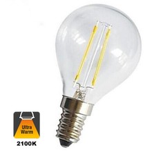 E14 Filament Bollamp 1,6w Helder, 150 Lumen, 2100K Flame, 2 Jaar Garantie