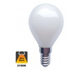 E14 Filament Bollamp 1,6w Milky, 140 Lumen, 2100K Flame, 2 Jaar Garantie