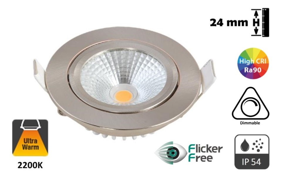 Inbouw LED Spot 5w Dimbaar - in 2200K Flame lichtkleur -