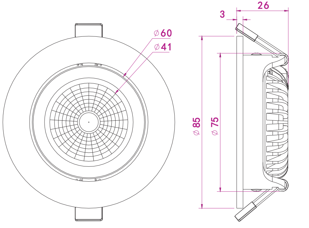 UITVERKOOP: Inbouw LED Spot 5w Flat, 450 Lumen, 2500K, Kantelbaar, IP54, CRI90, Zwart Armatuur, Gatmaat 75mm, 2 Jaar Garantie, foto 4 van 4