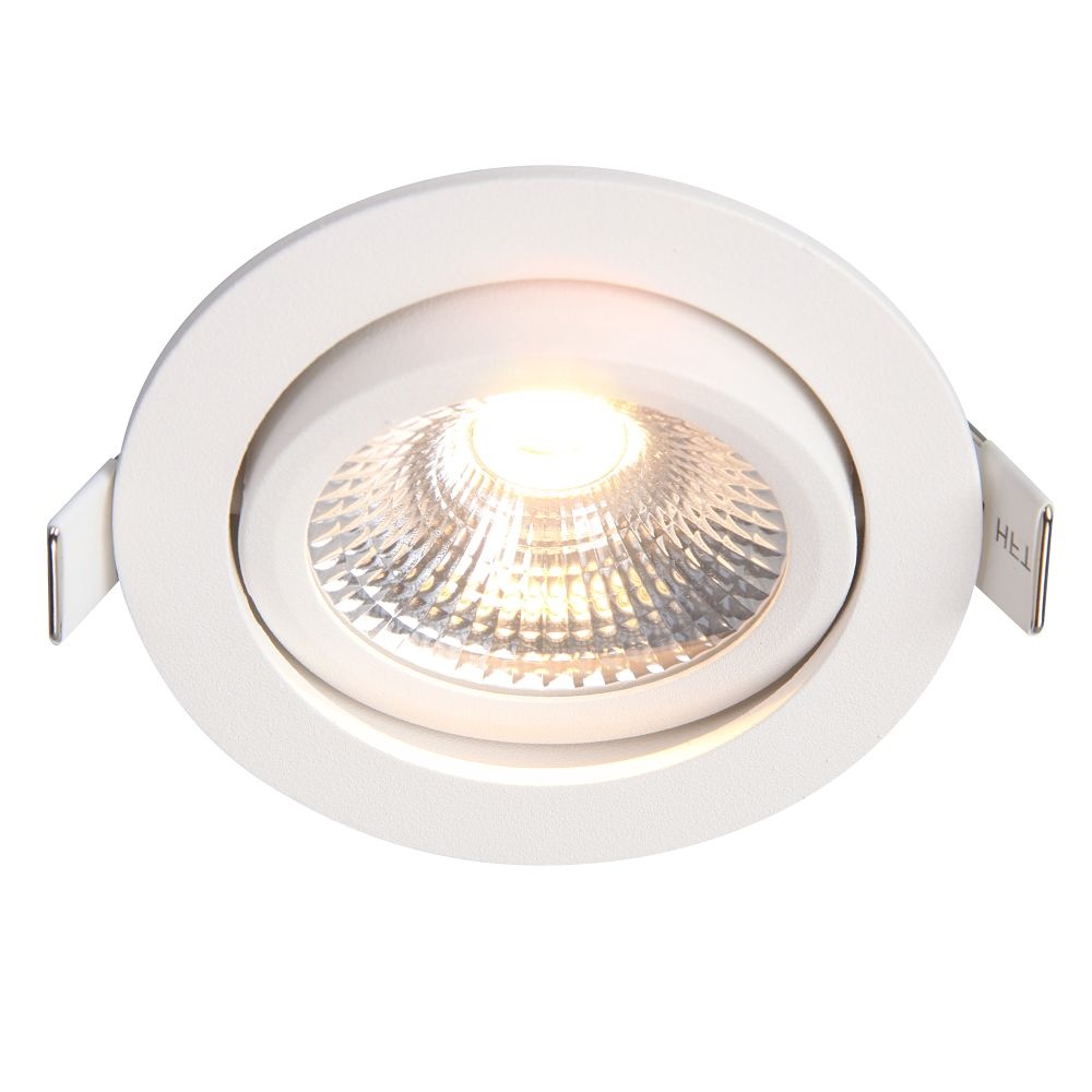 Inbouw LED Spot 5w Flat, 450 Lumen, Dim To Warm, Kantelbaar, IP44, Dimbaar, CRI90, Wit Armatuur, Gatmaat 72mm, 2 Jaar Garantie, foto 6 van 6