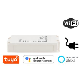 Tuya Wifi Dimbare LED Driver Max: 40w, Output: 25-42V, 1000mA, Stekkerklaar, Werkt met Google, Alexa, Tuya App, 3 Jaar Garantie