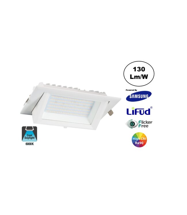 LED Etalage Spot 20w, 2600 lm (130lm/w), Samsung LED, Lifud Driver, Gatmaat 230x130mm, CRI90, Wit, 3 Jaar Garantie