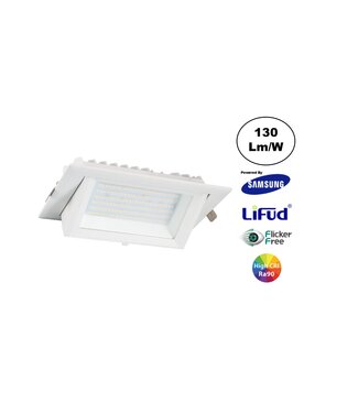 LED Etalage Spot 20w, 2600 lm (130lm/w), Samsung LED, Lifud Driver, Gatmaat 230x130mm, CRI90, Wit, 3 Jaar Garantie