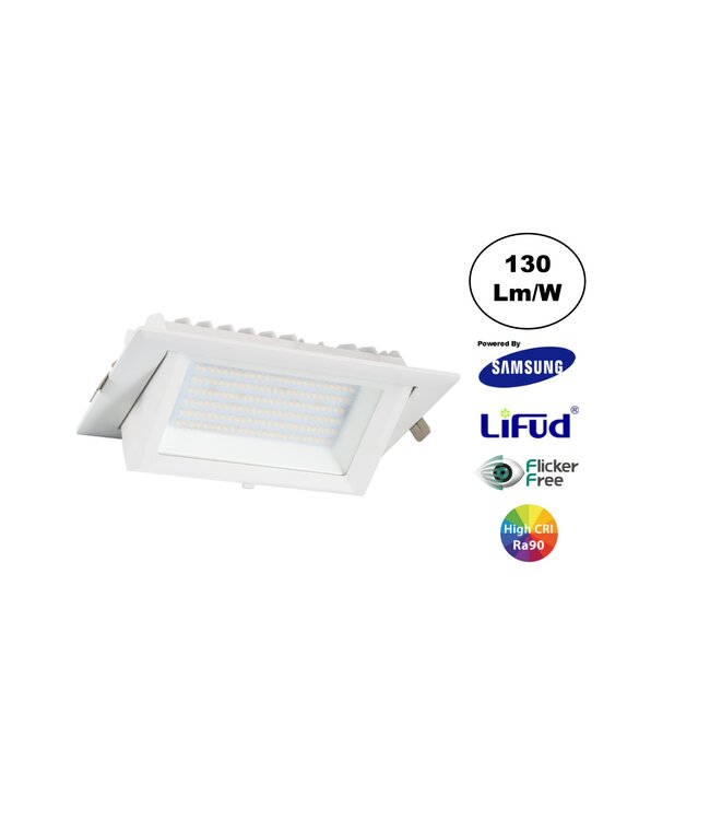 LED Etalage Spot 20w, 2600 lm (130lm/w), Samsung LED, Lifud Driver, Gatmaat 230x130mm, CRI90, Wit, 3 Jaar Garantie