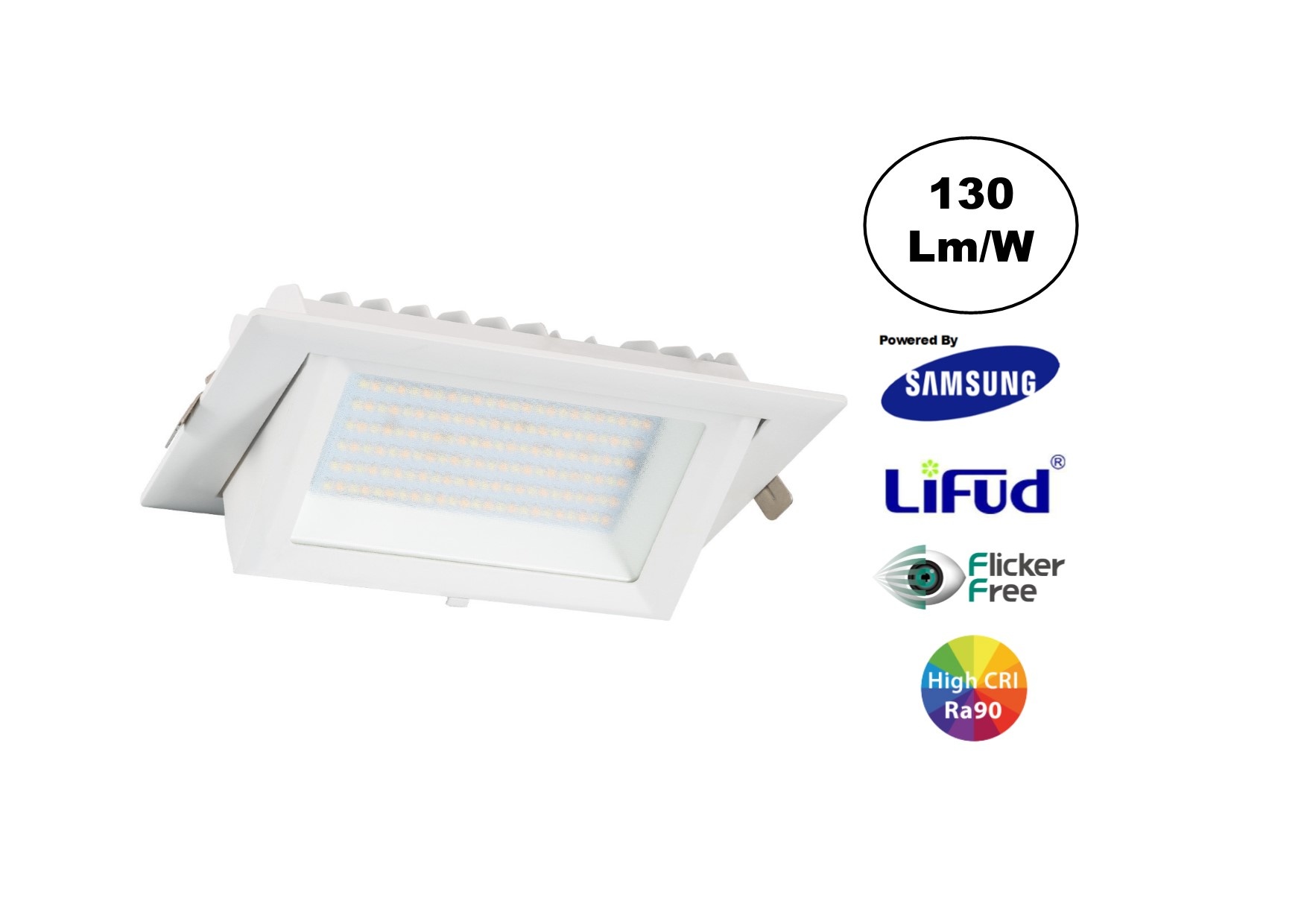 LED Etalage Spot 20w, 2600 lm (130lm/w), Samsung LED, Lifud Driver, Gatmaat 230x130mm, CRI90, Wit, 3 Jaar Garantie, foto 2 van 6