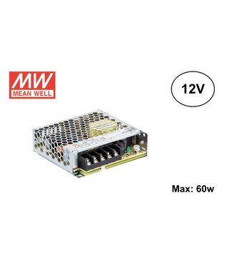 MeanWell Led Strip voeding 12V/75W/6,2A, Max: 60w, 2 Jaar Garantie