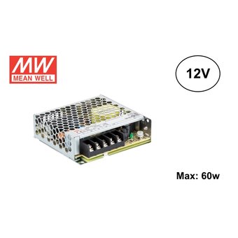 MeanWell Led Strip voeding 12V/75W/6,2A, Max: 60w, 2 Jaar Garantie