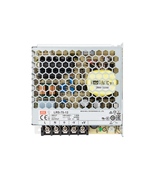 MeanWell Led Strip voeding 12V/75W/6,2A, Max: 60w, 2 Jaar Garantie