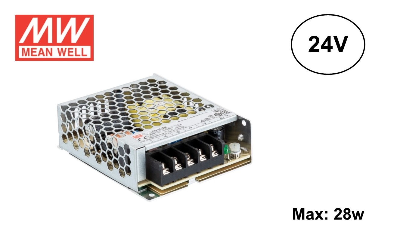 MeanWell Led Strip voeding 24V/35W/1,5A, Max: 28w, 2 Jaar Garantie