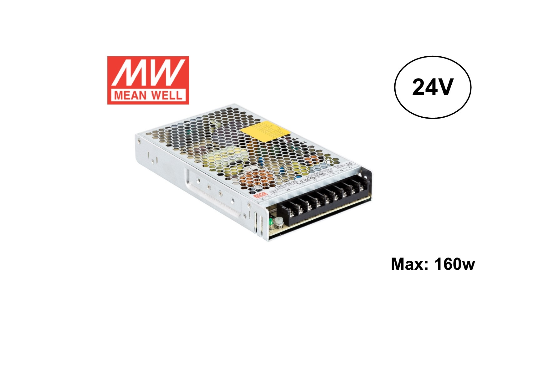 MeanWell Led Strip voeding 24V/200W/8A, Max: 160w, 2 Jaar Garantie