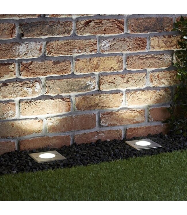 Inbouw Grondspot Vierkant met GU10 Fitting, 230V, IP67, IK10, RVS