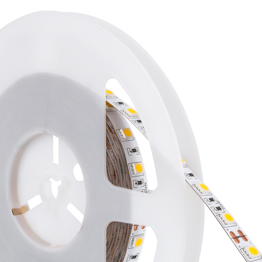 UITVERKOOP: Led Strip ROL 5 Meter 5050SMD, 13,6w/m, 60 led/m, 1320Lm/m, 6000K Daglicht wit, 24v, IP20, 10mm, foto 4 van 5