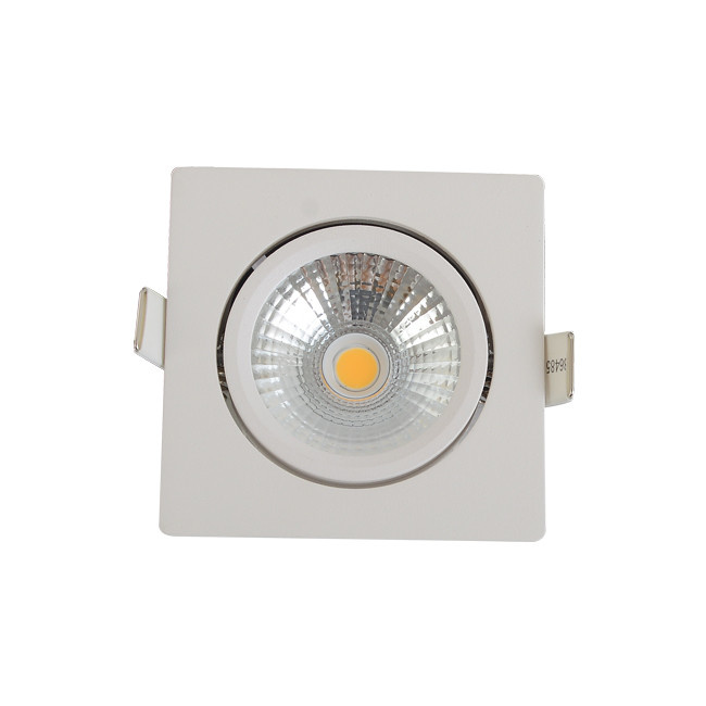 Inbouw LED Spot 5w Flat Vierkant, 450 Lumen, 2700K, Kantelbaar, IP44, Dimbaar, CRI90, Wit Armatuur, Gatmaat 75mm, 2 Jaar Garantie, foto 3 van 6