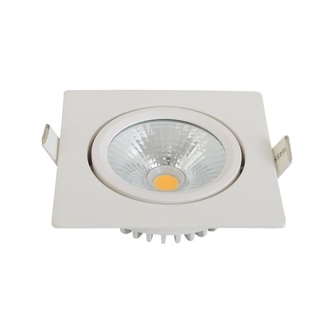 Inbouw LED Spot 5w Flat Vierkant, 450 Lumen, 2700K, Kantelbaar, IP44, Dimbaar, CRI90, Wit Armatuur, Gatmaat 75mm, 2 Jaar Garantie, foto 4 van 6