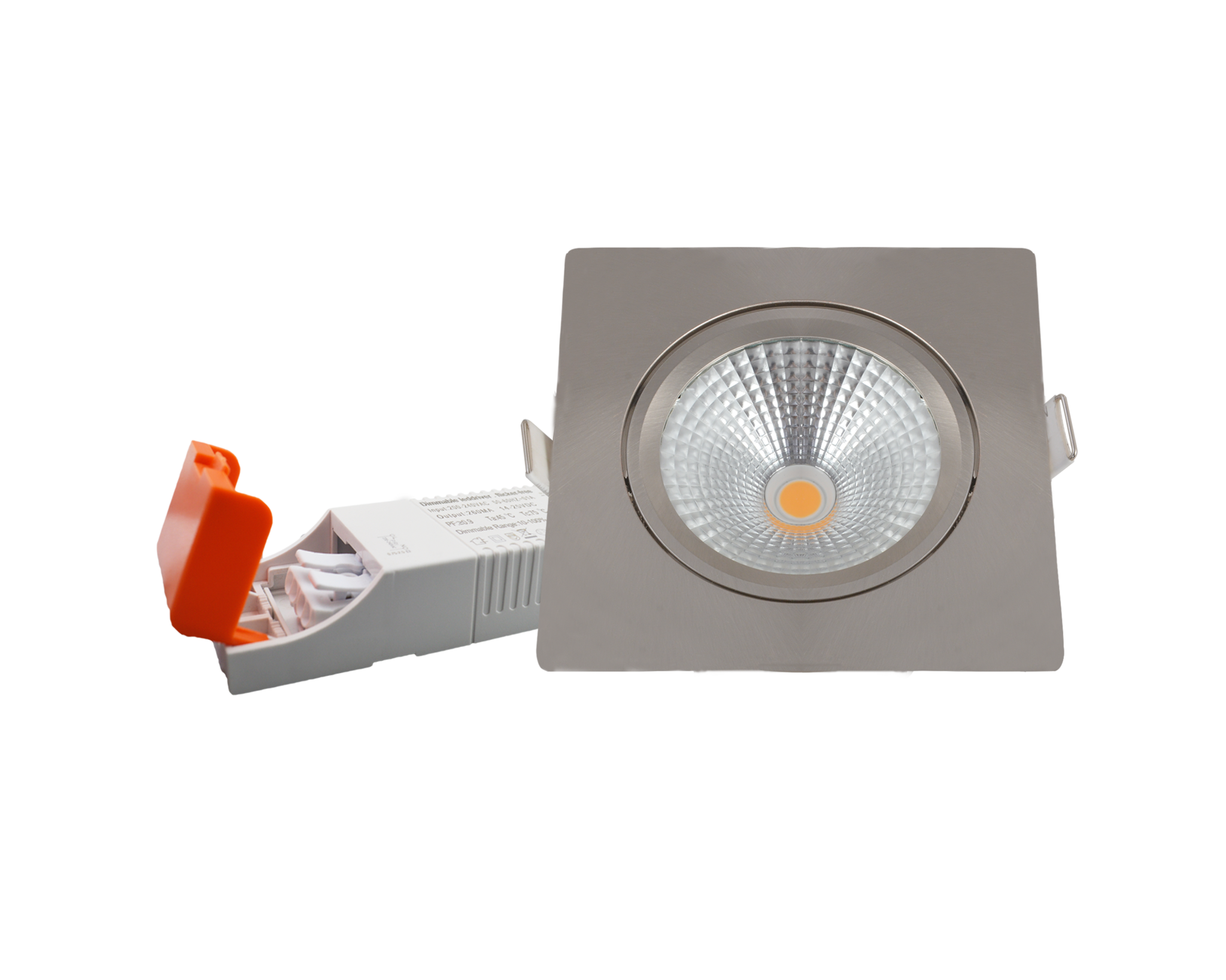 Inbouw LED Spot 5w Flat Vierkant, 450 Lumen, 2700K, Kantelbaar, IP44, Dimbaar, CRI90, Staal Armatuur, Gatmaat 75mm, 2 Jaar Garantie, foto 4 van 6