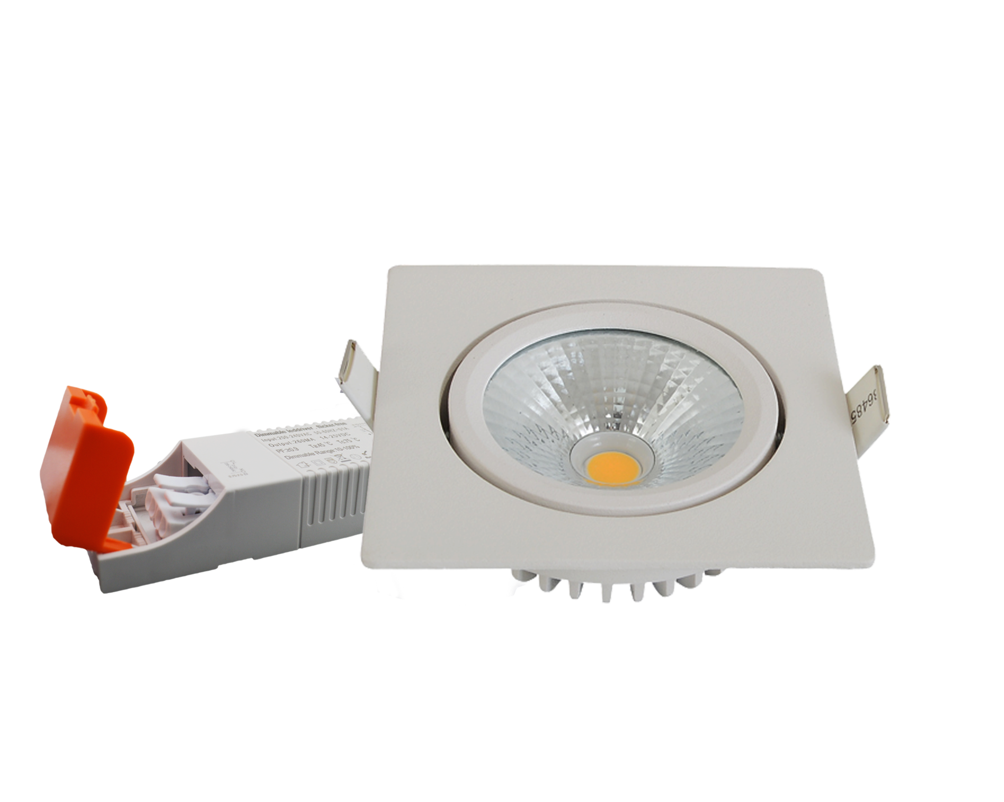 Inbouw LED Spot 5w Flat Vierkant, 450 Lumen, Dim To Warm, Kantelbaar, IP54, Dimbaar, CRI90, Wit Armatuur, Gatmaat 75mm, 2 Jaar Garantie, foto 2 van 6