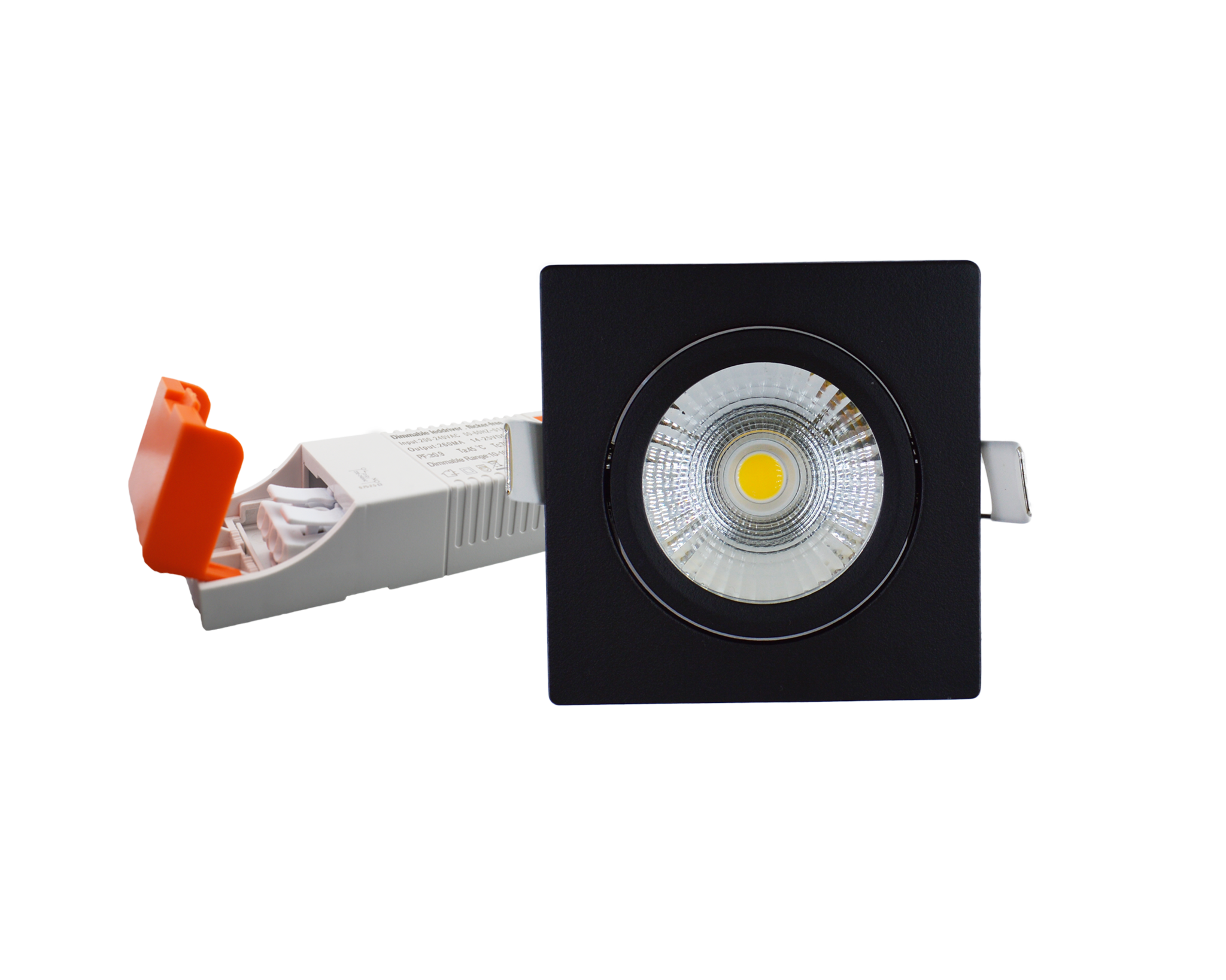 Inbouw LED Spot 5w Flat Vierkant, 450 Lumen, Dim To Warm, Kantelbaar, IP54, Dimbaar, CRI90, Zwart Armatuur, Gatmaat 75mm, 2 Jaar Garantie, foto 3 van 6