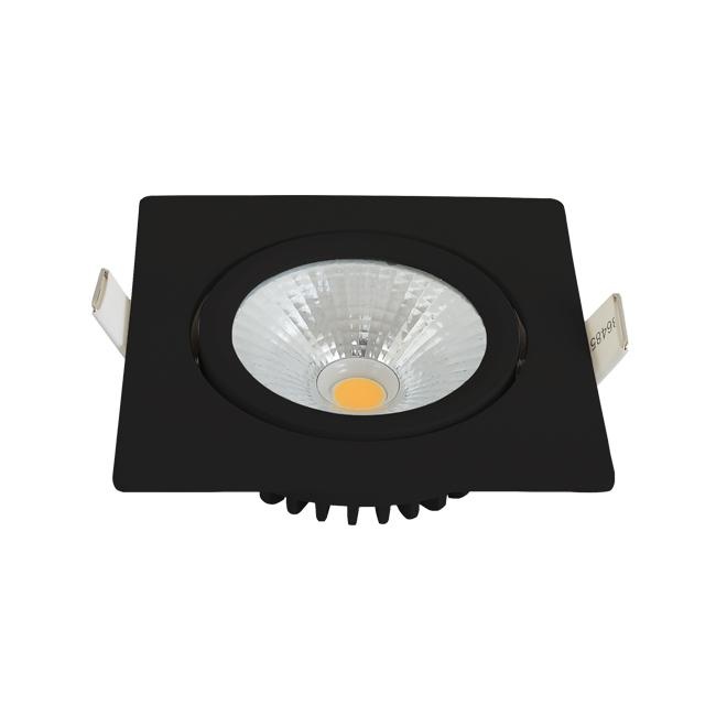Inbouw LED Spot 5w Flat Vierkant, 450 Lumen, Dim To Warm, Kantelbaar, IP54, Dimbaar, CRI90, Zwart Armatuur, Gatmaat 75mm, 2 Jaar Garantie, foto 4 van 6